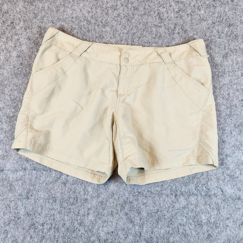 Columbia PFG Omni Shade Shorts Women L Tan Hiking Fishing Outdoor Performance
